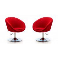 Manhattan Comfort 2-AC036-RD Hopper Red and Polished Chrome Wool Blend Adjustable Height Chair (Set of 2)